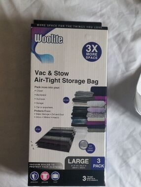 Woolite 3 Large Vac & Stow Air-Tight Storage Bags Clear (3 Pack)